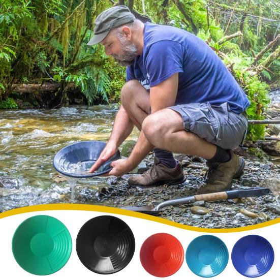 Ручной лоток для промывки, тяжелый, с тремя канавками, портативный лоток для поиска редких металлов