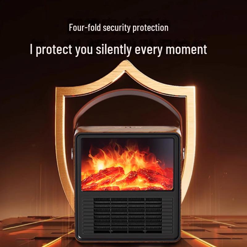 Портативный электрический камин с имитацией пламени и текстурой древесины