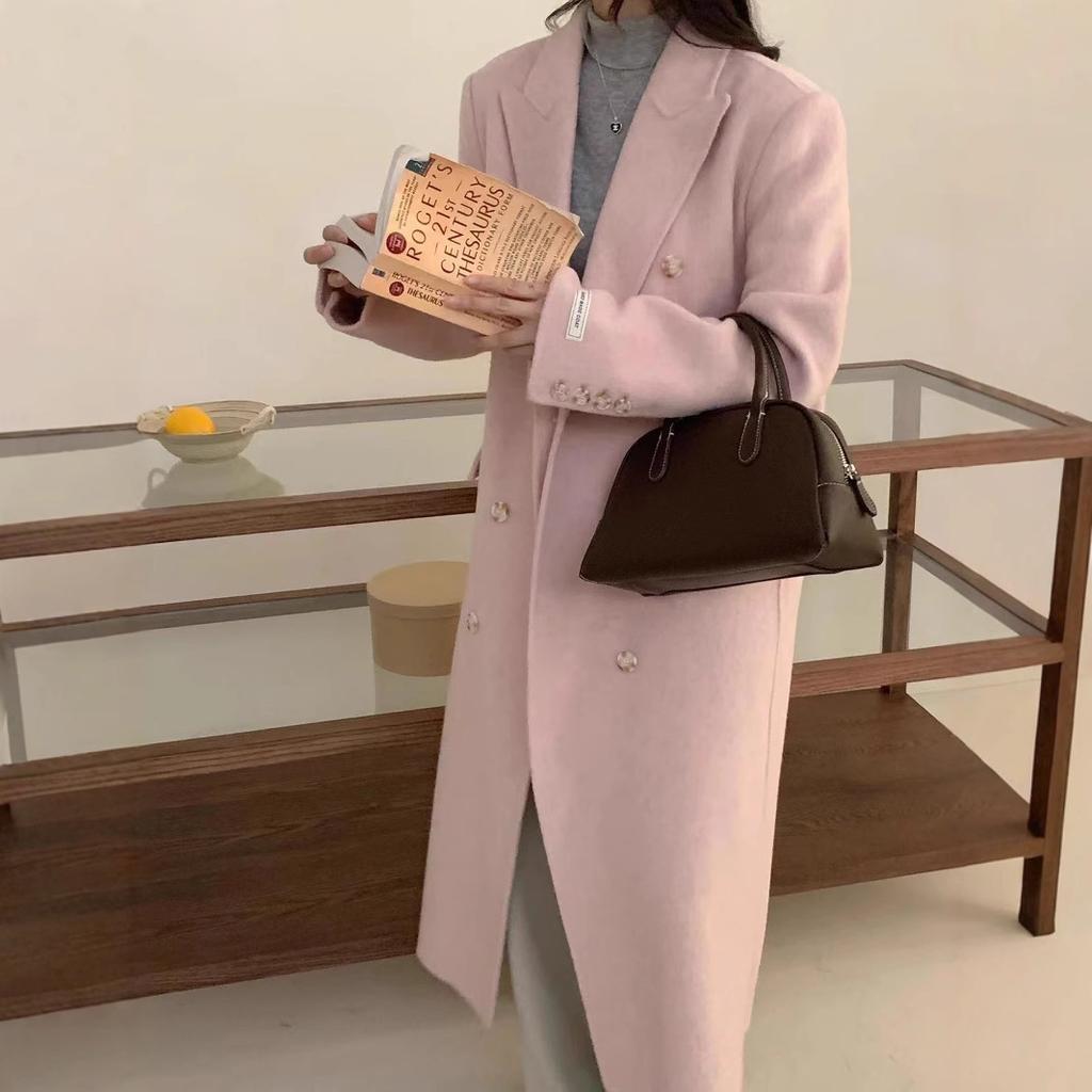 Двустороннее шерстяное пальто, длинное женское пальто высокого класса