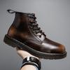 Large Size Martin Boots Autumn and Winter Couples High Top Tide Shoes British Style Black Leather Boots Men's Medium Tooling Boots