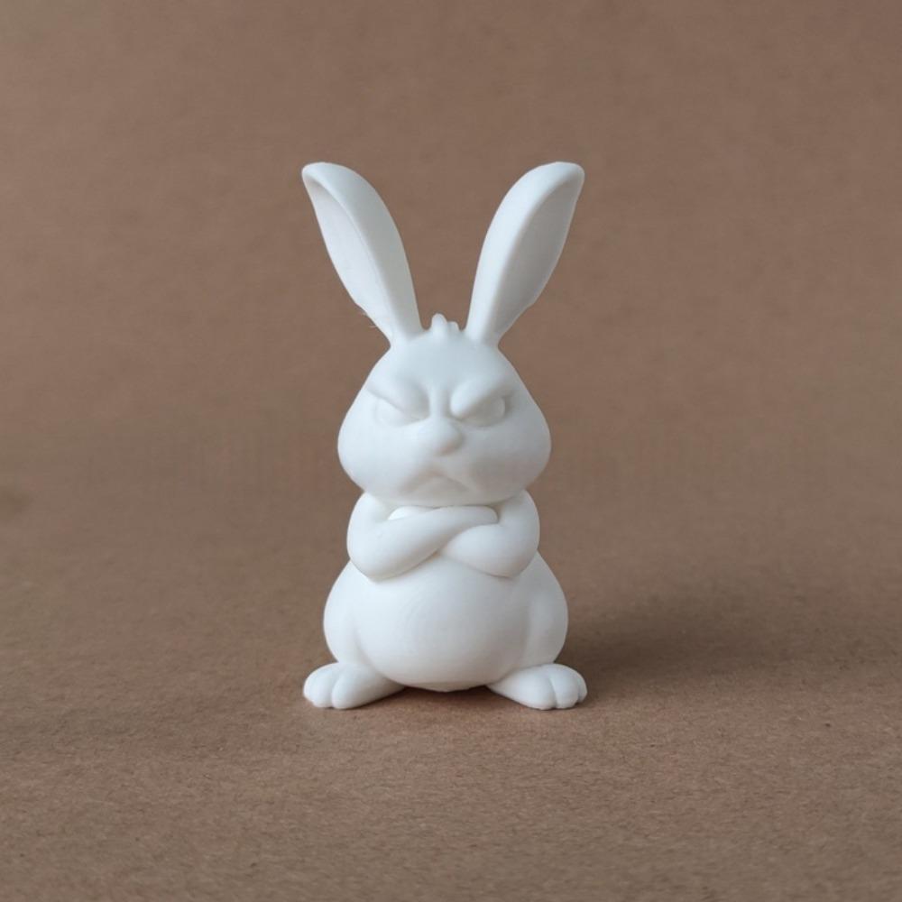 Cute Easter Fitness Rabbit Funny Plastic Muscular Rabbit Statue  Collectors Realistic Small Rabbit Ornament Home Desk Decor