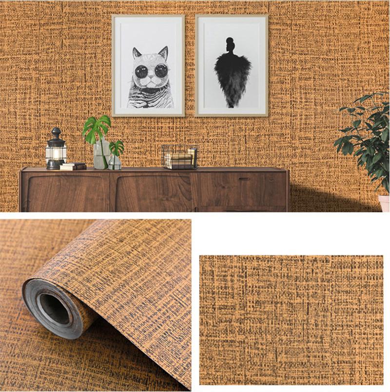 Однотонный Льняной Узор Гостиная Спальня Шкаф Декоративная Наклейка Самоклеящиеся Обои Водонепроницаемые и Влагостойкие
