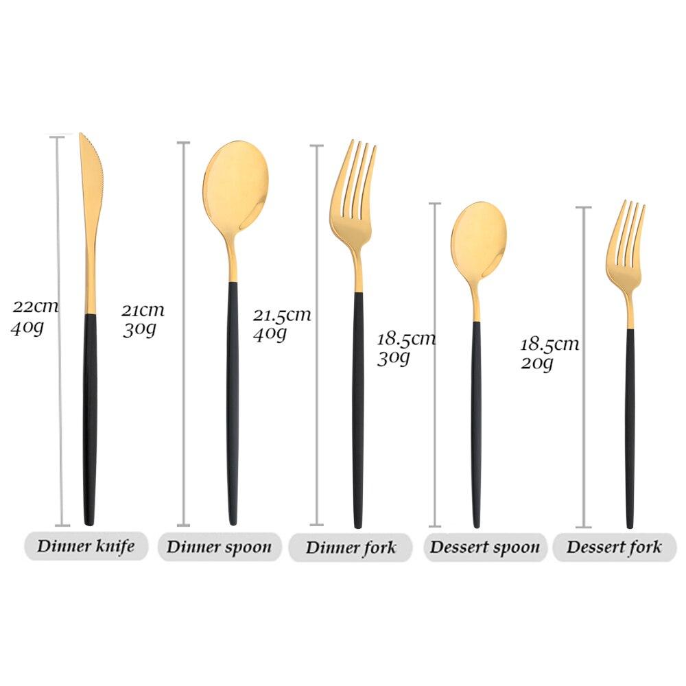 Зеркальный набор столовых приборов из нержавеющей стали, 30 предметов, черно-золотой столовый прибор, нож, вилка, ложка, набор столовых приборов, десертная ложка, набор столовых приборов