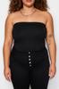 Women's Fashion New Plus Big Size Blouse Black Strapless Knitted Blouse