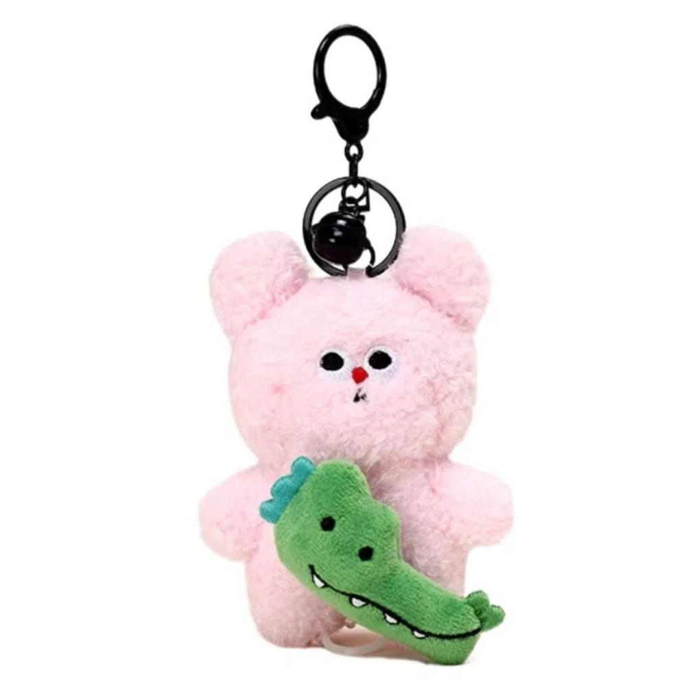 Bear Cartoon Crocodile Pendants Funny Friends Bag Charm Yellow Plush Animal Key Ring  Couple