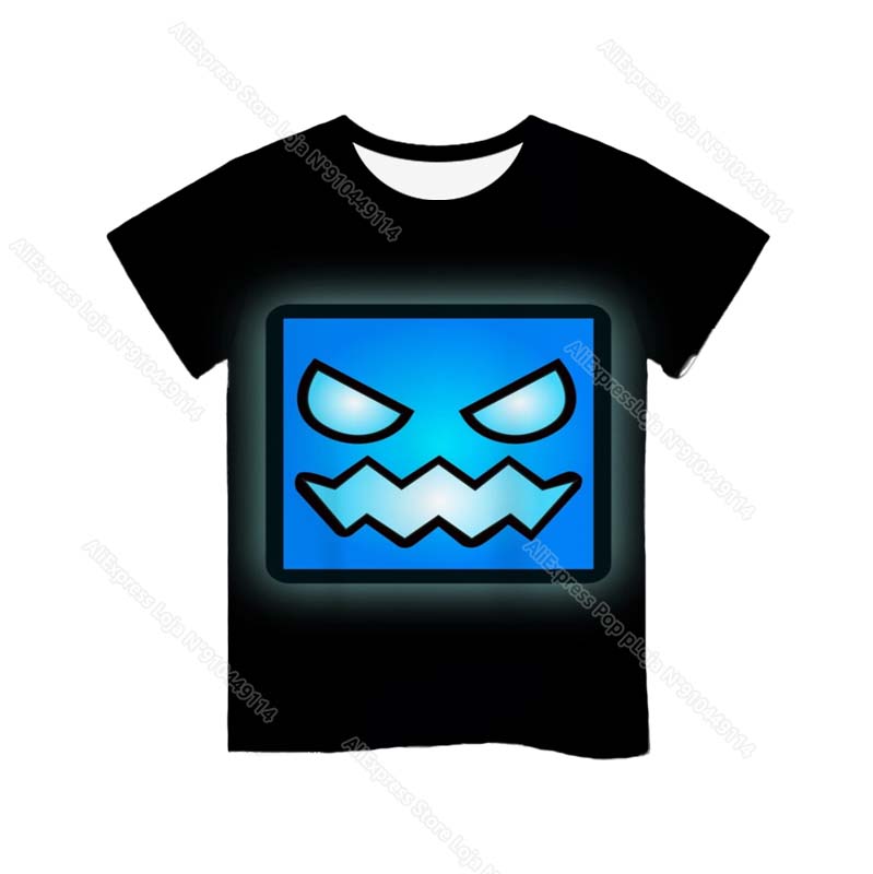 Angry Geometry Dash 3D Print T Shirts Boys Girls Cartoon Anime Tshirts Toddler Kids Game T-shirts Children Tee Tops Camiseta