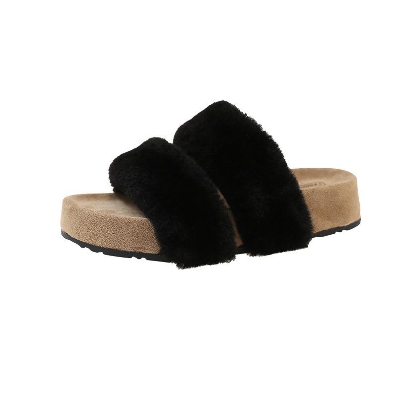 Women's Autumn New Gentle Retro Casual Slippers with Thick Bottom and Heightened One-word Cotton Mop