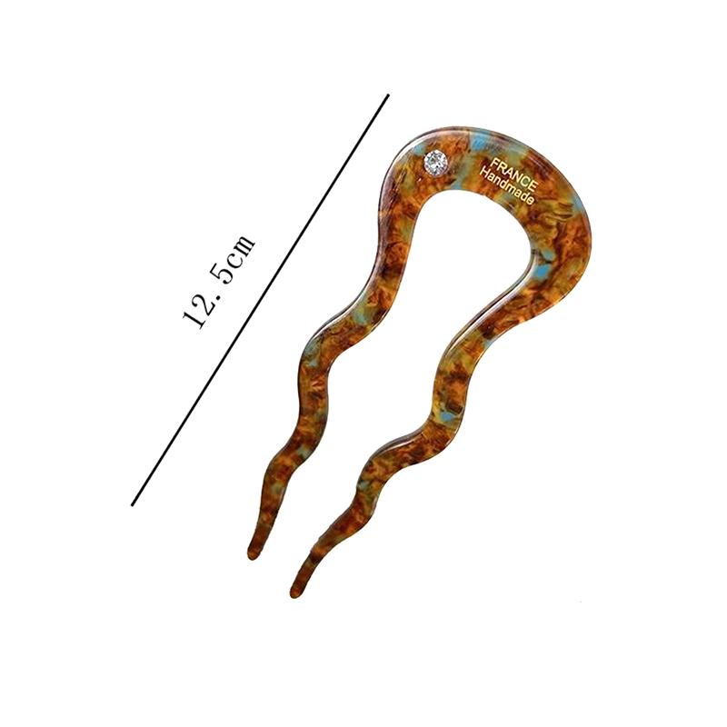 Французская заколка для волос, заколка для волос из ацетата, волнистая U-образная шпилька, винтажная заколка для волос в виде черепахового панциря, женская заколка для волос, аксессуары для волос