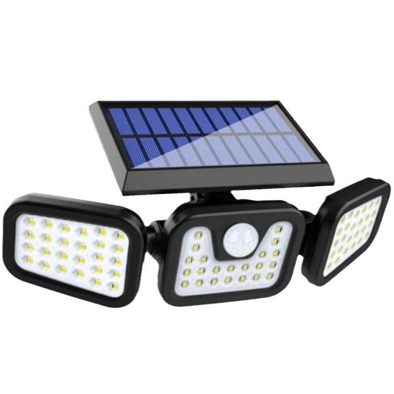 Светодиодный солнечный светильник уличный с датчиком движения, датчик человеческого тела, регулируемая головка, водонепроницаемость IP65, солнечный настенный светильник с тремя головками для сада