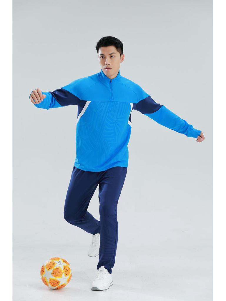 Autumn Winter College Student Football Training Set: Half-Zip Long-Sleeve Jersey & Children's Competition Team Uniform