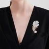 Fashion Brooch Feather Pearl Brooch Zircon Suit Brooch Accessory
