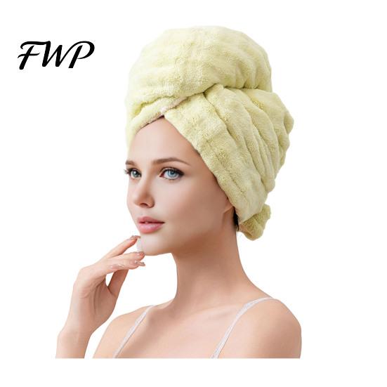 Absorbent Hair Drying Cap for Thick Coral Fleece Towel Wrap, Quick Dry, Anti Frizz Turban Towel, Fast Tool Hotel Use Wide Tail Large Shower Long Curly
