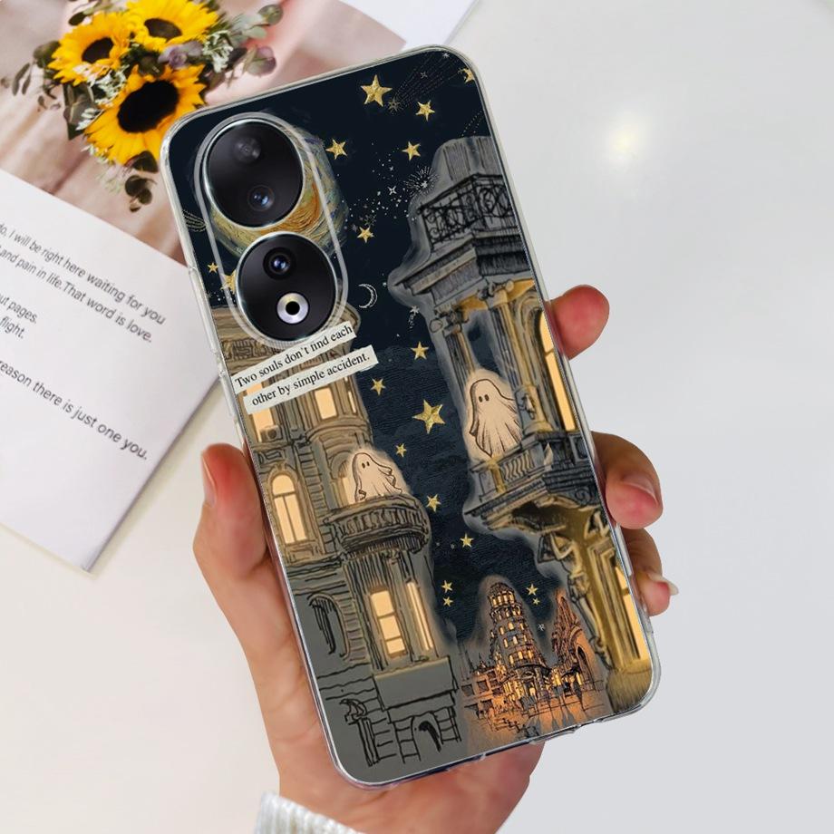 Для Honor 90 / Honor 90 Lite 90 Pro 90 Умный Чехол Роскошный Стильный Мягкий Силиконовый Чехол Красивый Цветок Вишни Fundas Прозрачный Capa