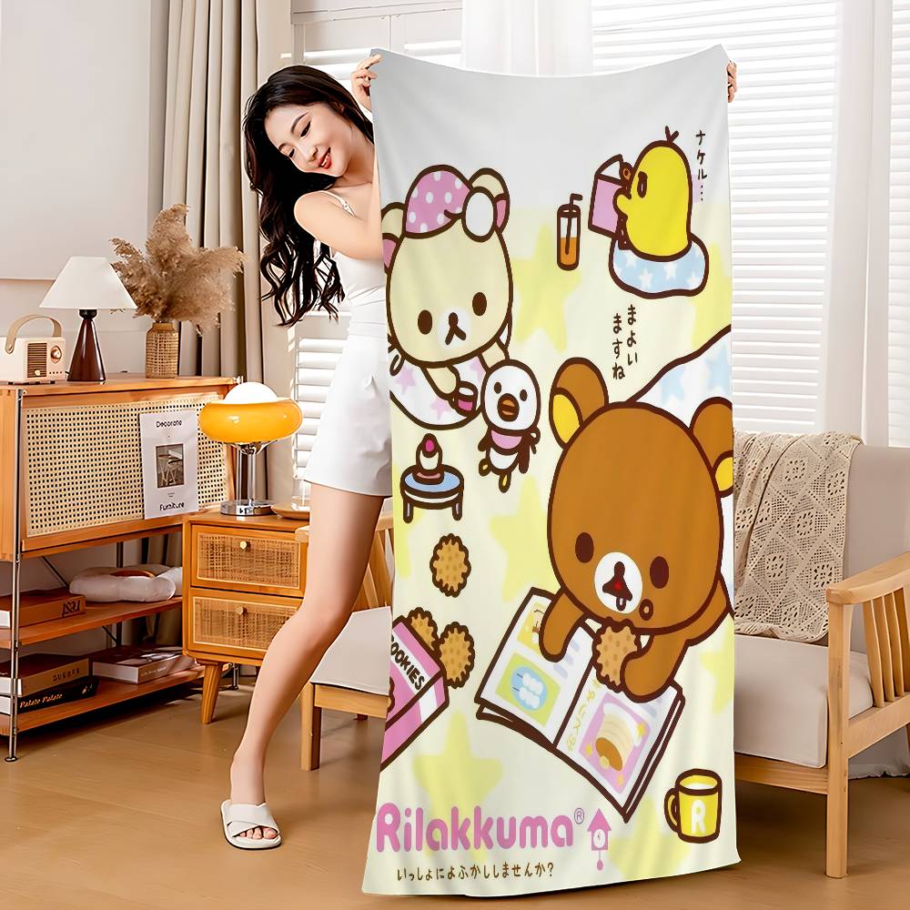Япония Милый Мультяшный R-ilakkuma Пляжное Полотенце Цветные Банные Полотенца Для Девочки Микрофибра Быстросохнущие Индивидуальные Без Песка Пляж Йога Спортзал