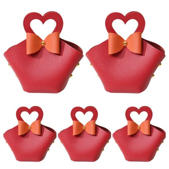 5 шт. подарочный пакет, удобная красочная мини-сумочка из искусственной кожи, сумки для конфет для вечеринок, свадебных украшений
