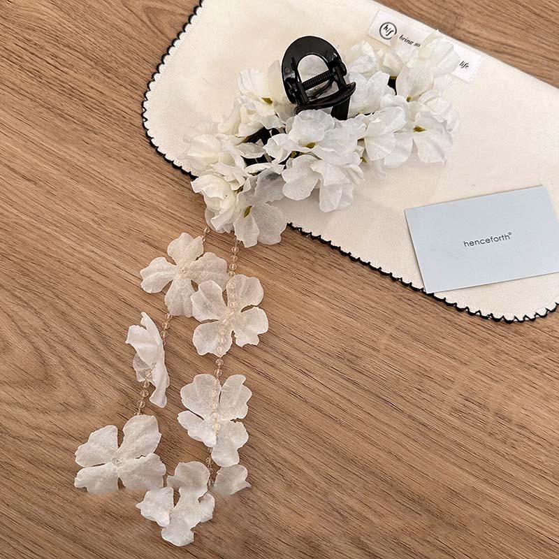 Bohemia Colorful Hydrangea Flower Hair Claw For Women Girls Sweet Cute Petal Tassel Shark Hair Clip Hairpin Hair Accessories