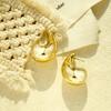 Big Waterdrop Smooth Gold Color Round Stud Earrings Unique Exaggerate Geometric Personality Women Jewelry Earring