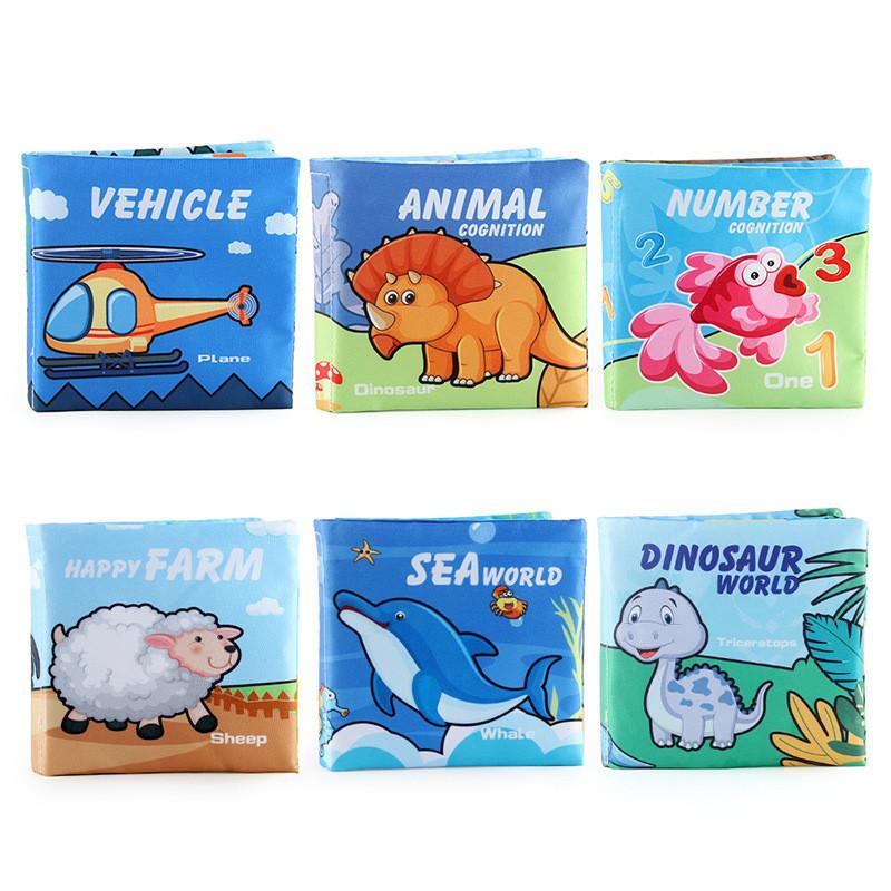 Мягкая тканевая книжка для малышей 0-3 лет, не рвущаяся, развивающая игрушка с шуршащей бумагой для младенцев и малышей