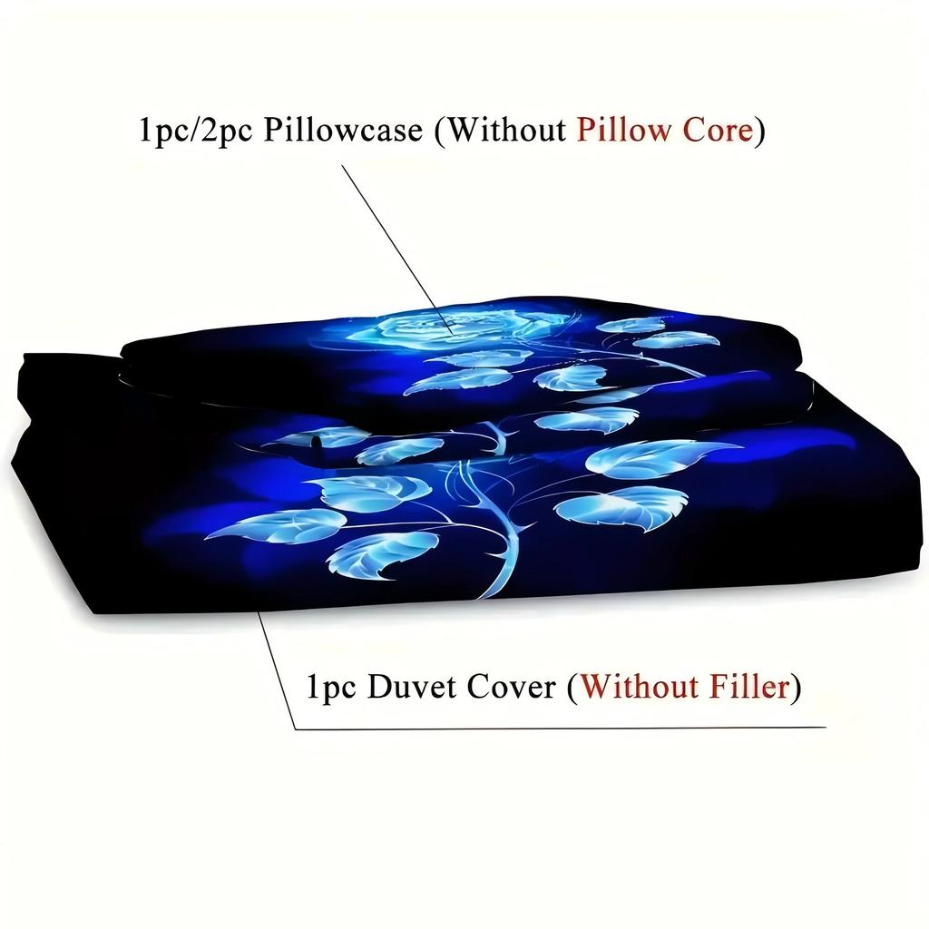 Blooming Blue Rose 3D Printed Quilt cover Beautiful Rose Bedding Cover Pillowcase Luxury Home Textiles Floral Duvet Cover sets