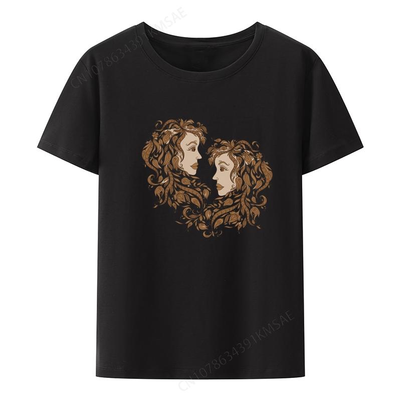 Gemini Printed T-shirt Funny Tee Comfortable Streetwear Unique Women's Cropped Graphic Tshirts