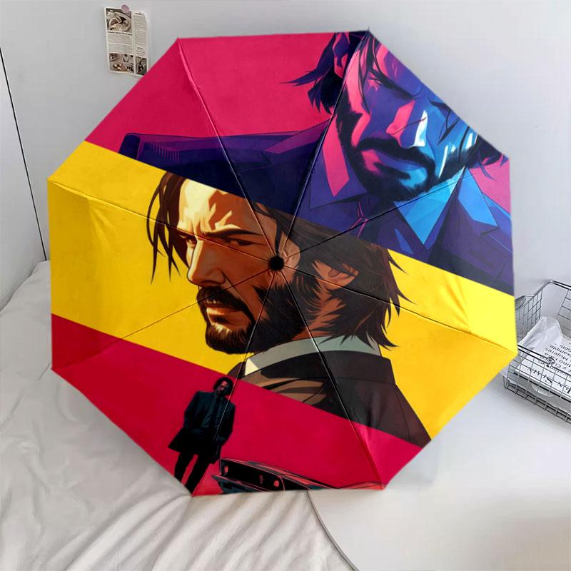 Искусство Джона Уика, автоматический складной зонт, портативный и складная конструкция, 8 спиц, рождественский или день рождения подарок.