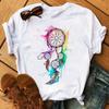 Maycaur Women Summer Short Sleeve Dreamcatcher Feather  3D Print Lady T-shirts Top T Shirt  Tee T-Shirt