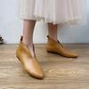 Genuine Leather Solid Color Flat Shoes Casual Pointed Toe Soft Soled Cowhide Women's Short Boots
