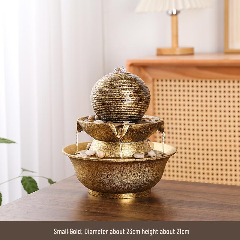 Фонтан «Колесо богатства фэн-шуй на удачу» – Современный минималистичный настольный водный элемент, Идеальный подарок на новоселье или день рождения.