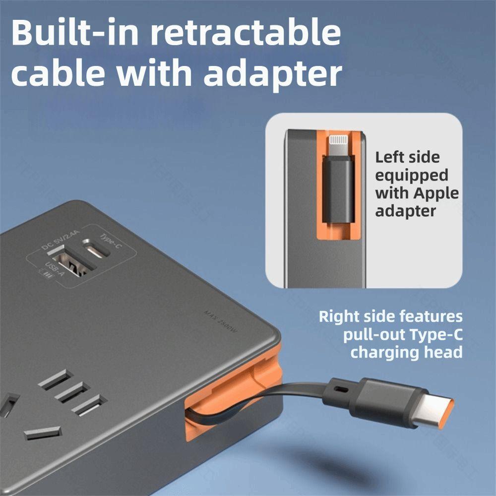 Компактная плоская сетевая розетка с USB-портами C, удлинитель для нескольких устройств, экономия места