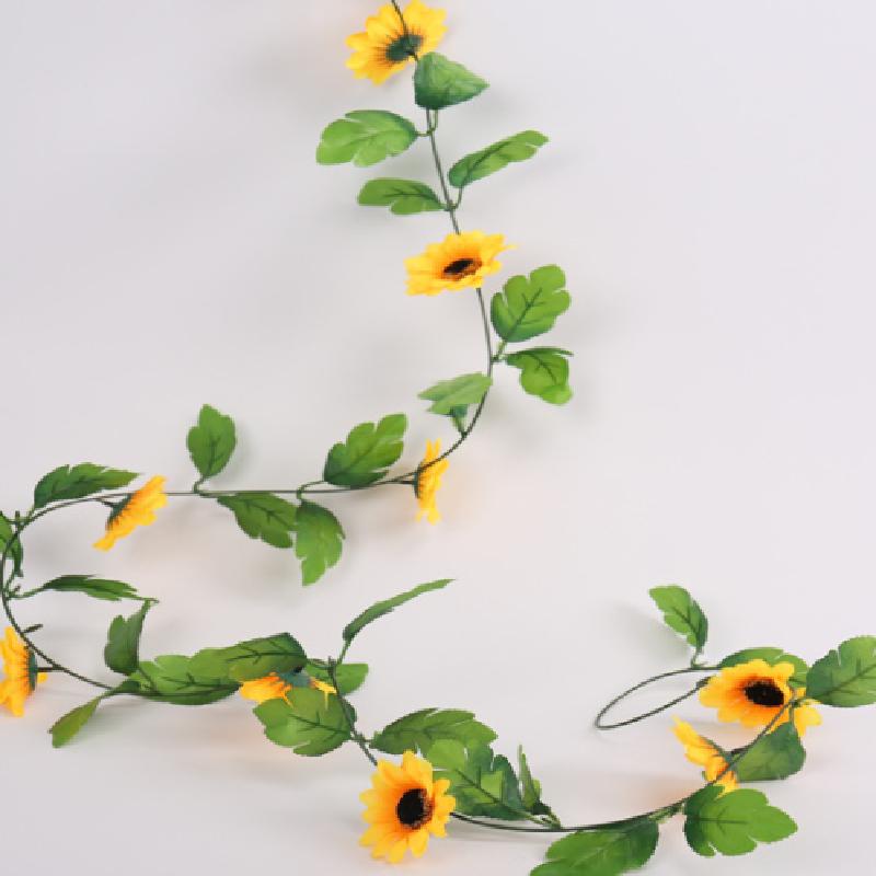 25-метровая искусственная гирлянда из подсолнухов с яркими желтыми и оранжевыми цветущими цветами для элегантного домашнего декора