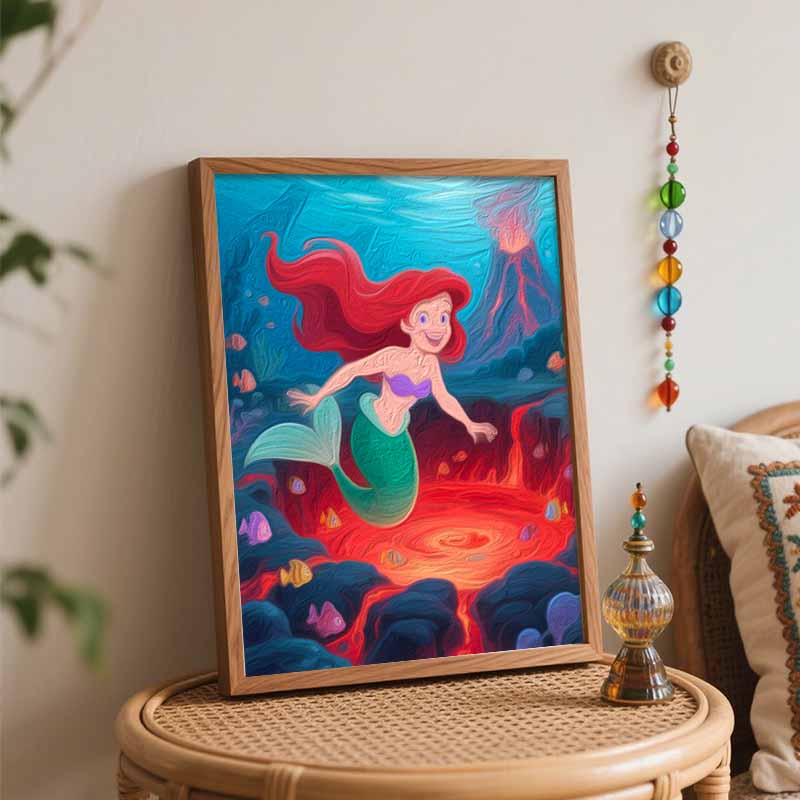 Disney Цифровой набор для масляной живописи Арт-набор Русалка Подводный вулкан Ручная раскраска Картина Декор для дома