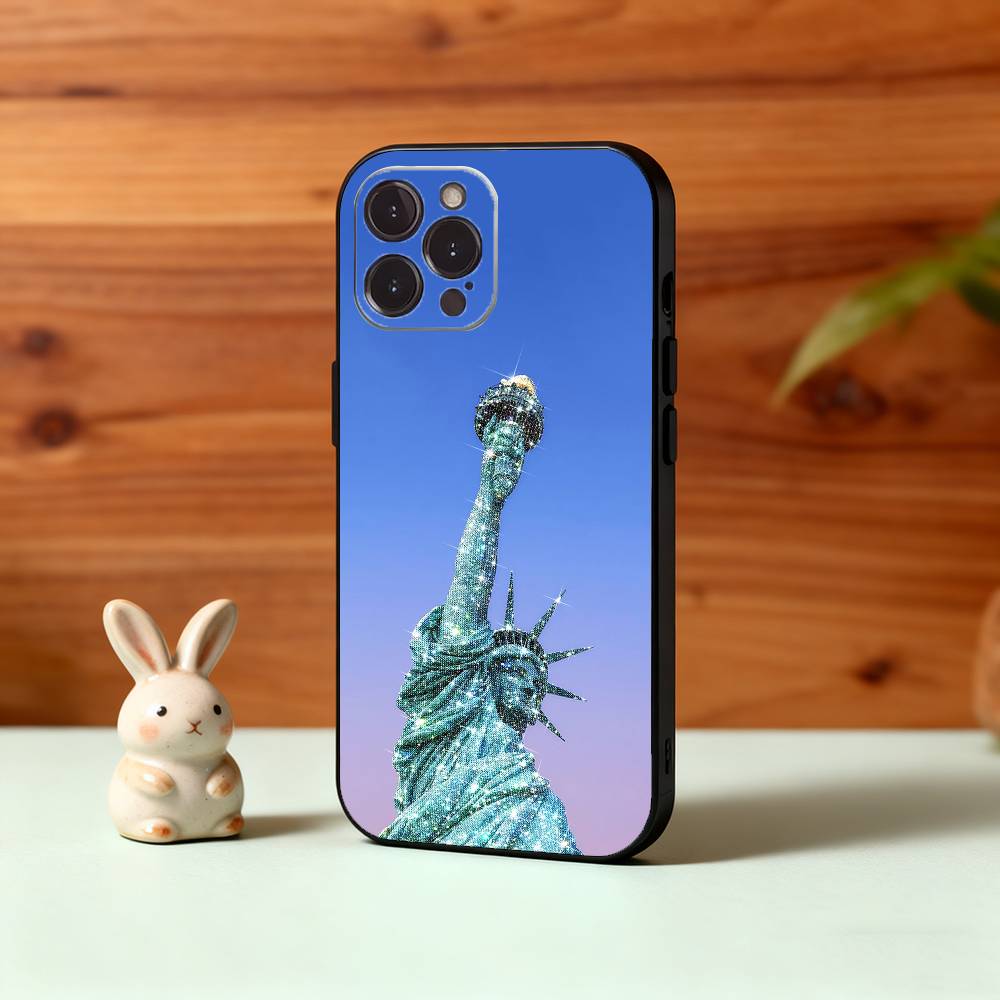 Чехол для телефона S-Статуя L-Свободы Флаг Америки США Для iPhone17,16,15,14,13,12,Plus,Pro Max, 5G Другие Мягкий Черный Чехол