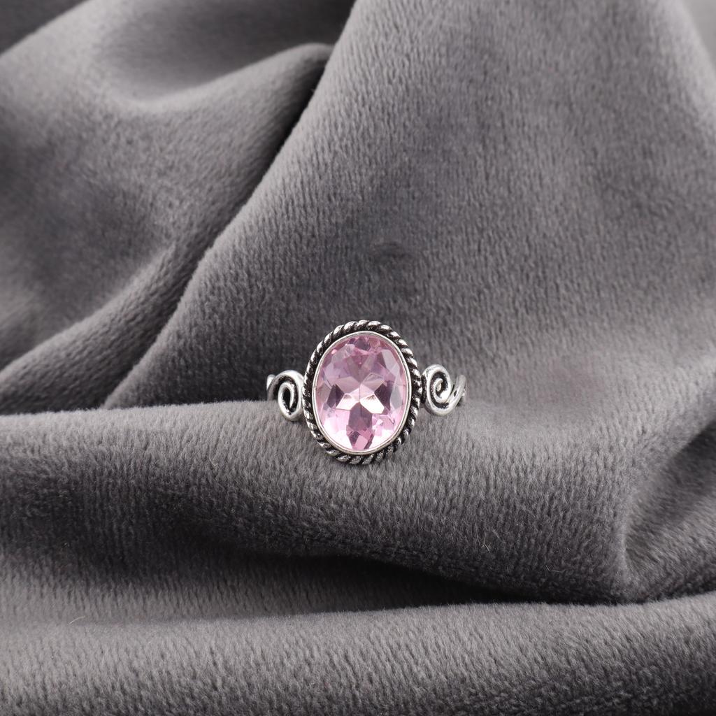 Кольцо с морганитом, Кольцо из цельного стерлингового серебра 925 пробы с драгоценным камнем ручной работы, Изящное украшение, Для подарка на помолвку