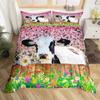 Постельное белье Король Королева Фермерские животные Мультяшный Фермерский дом Корова Свинья Утка Комплект постельного белья для мальчиков девочек Овца Зеленый Полиэстер Пододеяльник