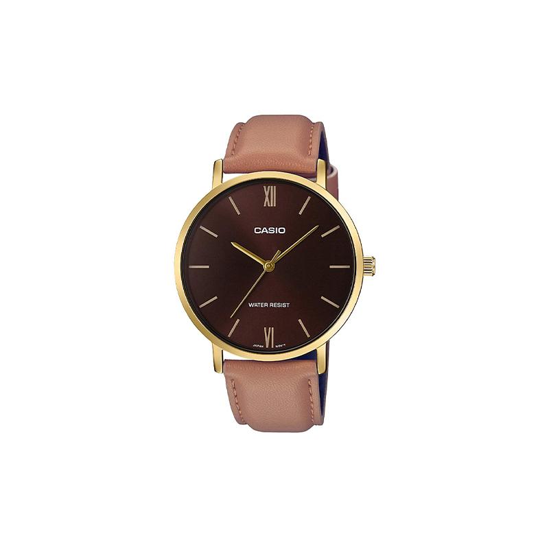 Casio Серия STANDARD, модный, деловой тренд, повседневный, универсальный и простой, классические стрелки, кварцевый механизм, кожаный ремешок, MTP-VT01GL-5B