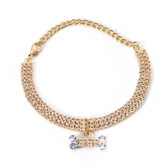 Pet Necklace Exquisite Pendant Fade-Resistant Zircon Shiny Cat Necklace Pet Jewelry Photography