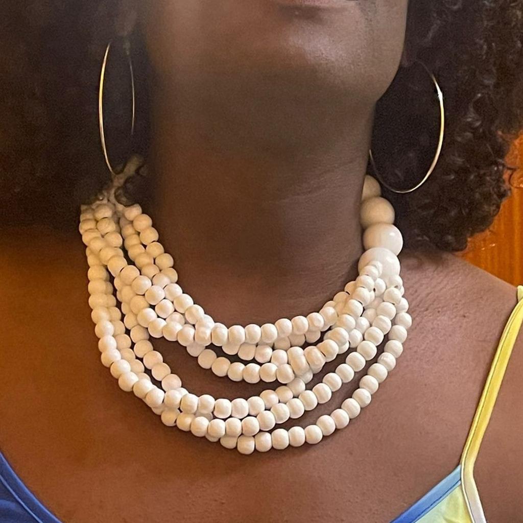 Модное универсальное ожерелье из деревянных бусин ручной работы в стиле ретро, многослойная персонализированная креативная цепочка на шею