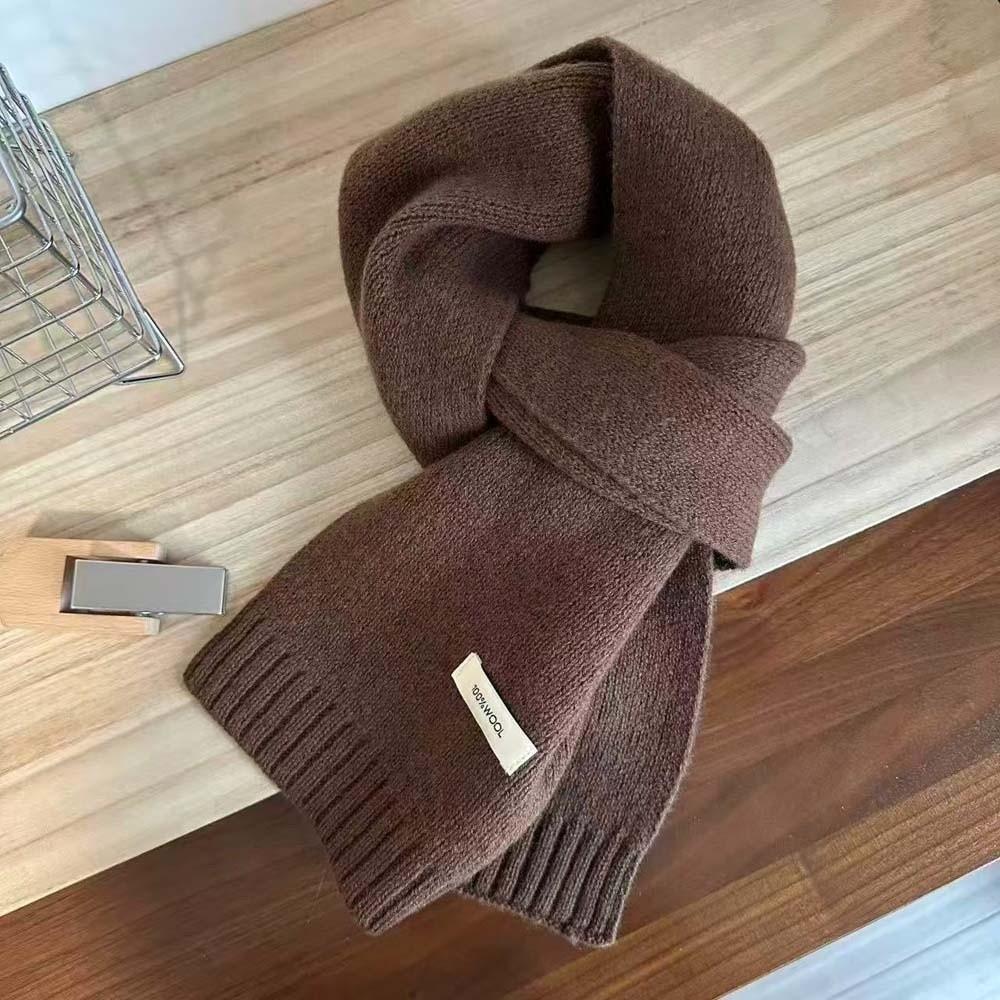 Solid Color Knitting Wool Scarf Cold-proof Winter Warmer Scarf Long Thickened Neckscarf Autumn