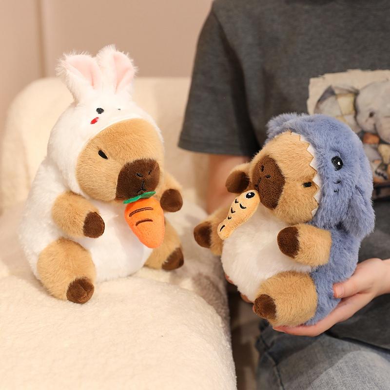 Cute Capybara Cosplay Bee,Dinosaur,Pig,Rabbit,Shark,Cockroach Doll 20cm Capybara Plush Toy Nose Pull Line Doll Kid Birthday Gift