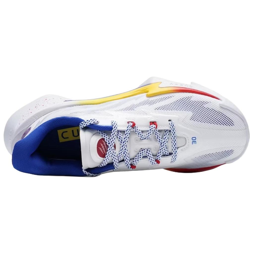 Under Armour Серия Curry 7 Удобная спортивная ткань Прочные Дышащие Низкие Баскетбольные кроссовки Унисекс Кроссовки Белый Синий 3027983-100