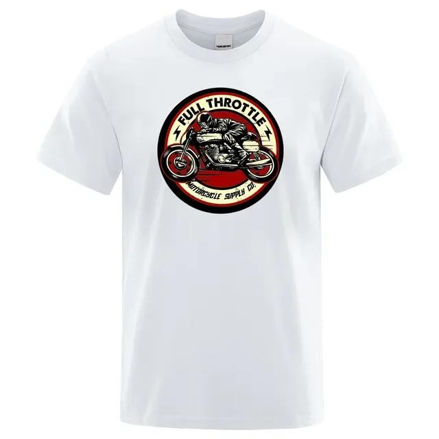 Men's Short Sleeve Loose Cotton T-shirt, Cafe Racer Full Acceleration, Rockabilly Printed Biker, Fashion Casual T-shirt Summer