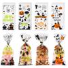 50pcs Trick or Treat Halloween Candy Bags Transparent Cellophane Pack Gift Bags  Kids Party Favors