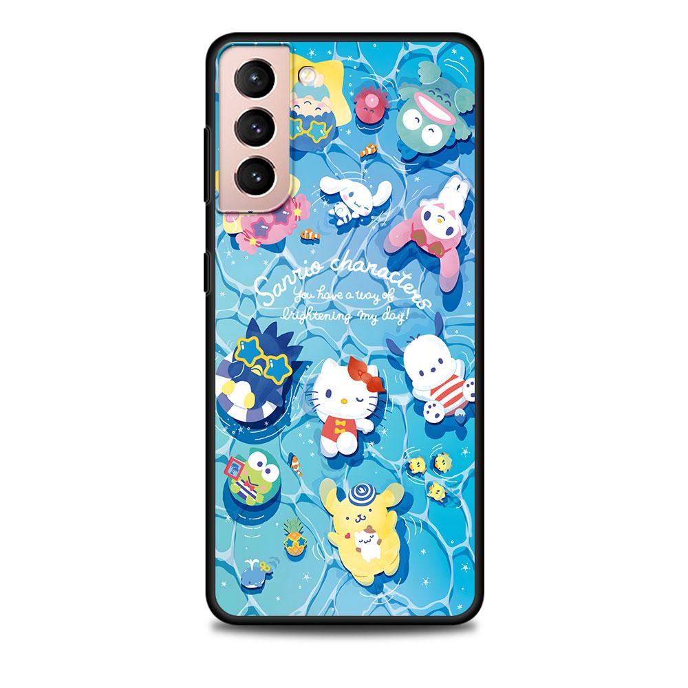 Чехол Kawaii Hello Kitty KT Cat для Samsung Galaxy S23 S10e S10 S21 FE S22 S9 S24 Ultra S20 Plus Мягкий Черный ТПУ Чехол для Телефона