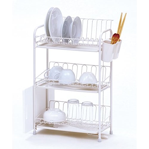 PEARL METAL Alesta Dish Drainer, Rack Slim, 3 Tiers, Draining Tray, Dish Compatible, HB-1860