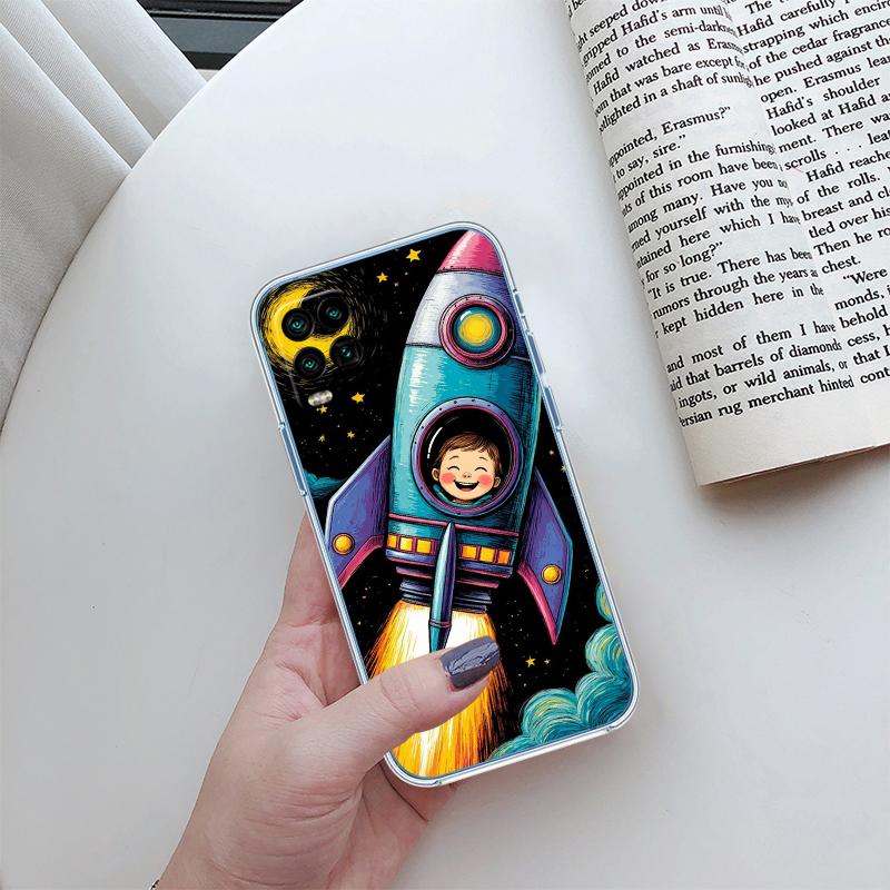 RA4 Космический Чехол-Бампер для Телефона с Астронавтом, Луной и Инопланетянином для LG K22 K30 K40 K41 K42 K50 K50S K51 K51S K52 K61 K62 K71 K92 Q60 Q61 V40 V50 V60