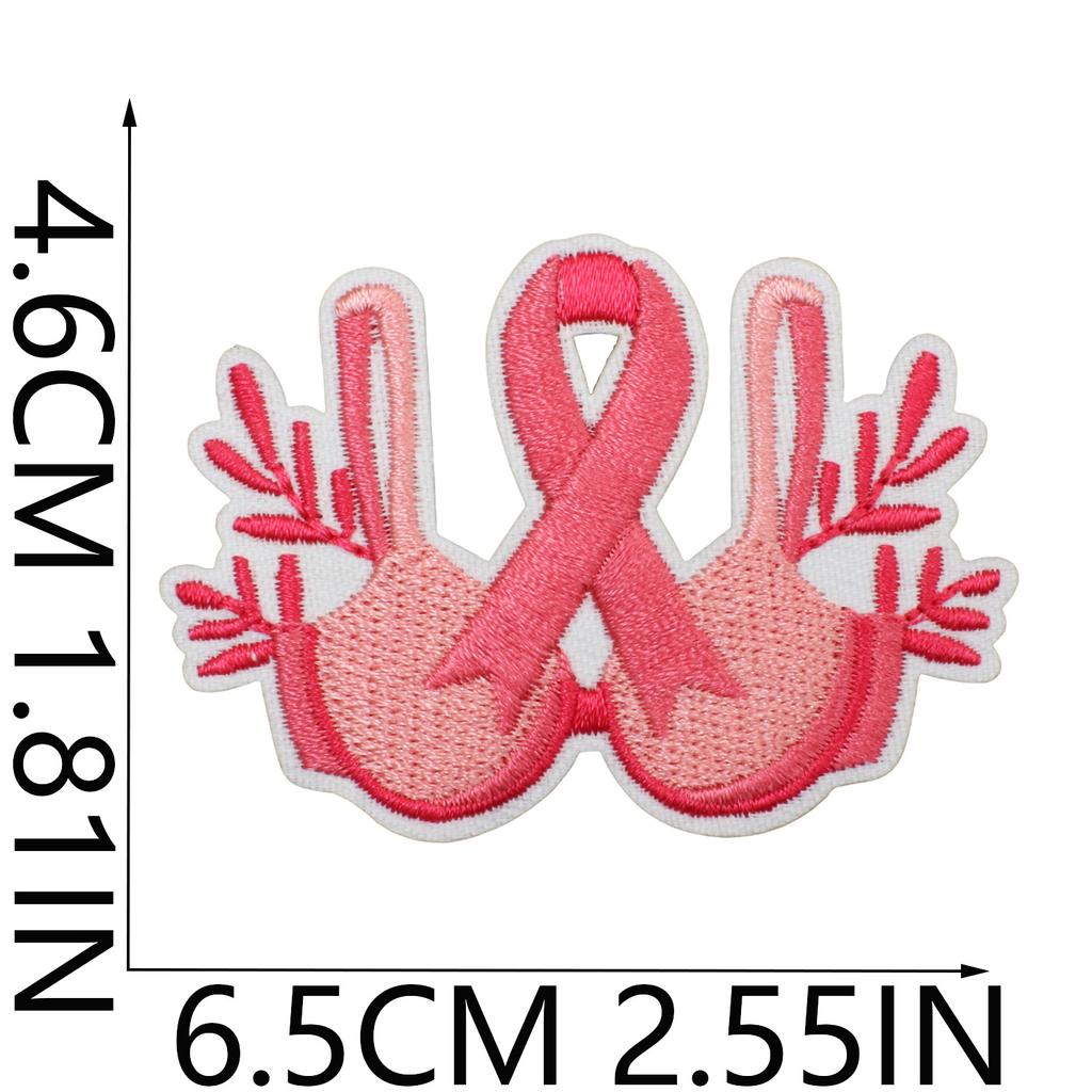 Health Day Embroidery Sticker Caring For Women Zhang Zai Computer Embroidery Label Clothes Bag Decoration Pink Ribbon Patch Sticker