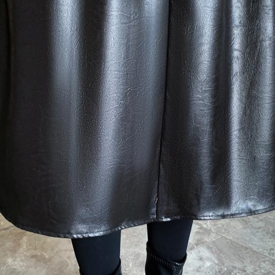 Dimanaf 2025 Новые Осенние Большие Размеры Длинные Женские ПУ Юбки Эластичная Талия Оверсайз Дама Элегантные Юбки с Завышенной Талией Однотонные