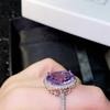 Gorgeous Big Oval Purple Cubic Zirconia Rings for Women Wedding Ceremony Party Bridal Accessories Statement Jewelry Newly