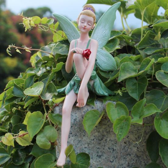 Фигурка Феи цветов Юшэн, расписанная, сидящая, статуэтка феи, садовая скульптура феи для украшения комнатных и уличных кашпо, бонсай