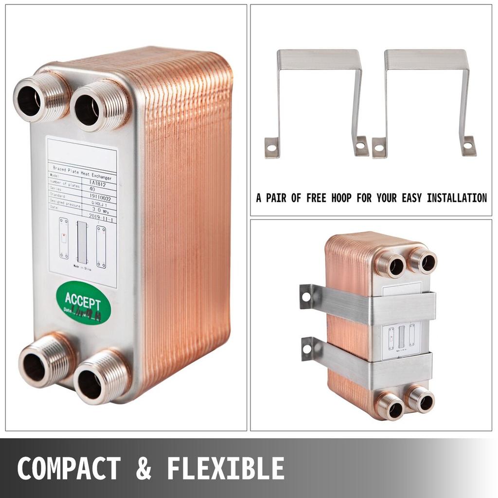 Heat Exchanger Brazed Plate Heat Exchanger 40 Plate Heat Exchanger For Heating
